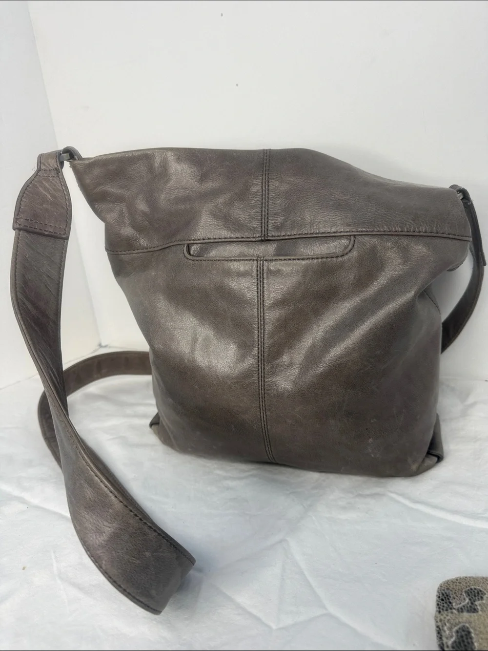 Leather Crossbody Bag with Leopard Print Wallet - Gray and VIDA WALLET